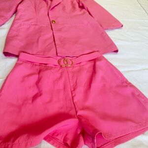 SHEIN Pink Blazer and Shorts Set